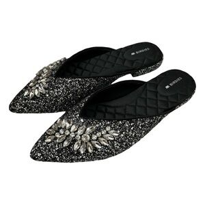 Birdies The Swan Jeweled Gunmetal Sparkle Woman’s 8.5